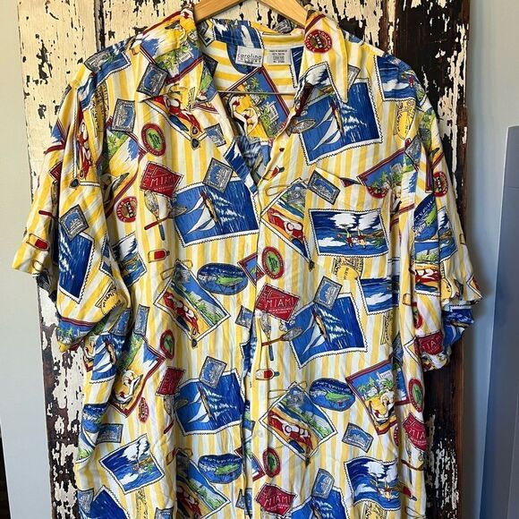 Vintage Rayon Hotel Miami Button down shirt. Women’s size 26 W Nice and cool. - Picture 1 of 8